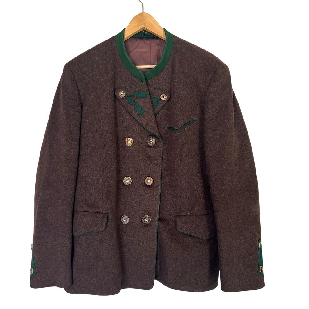 Vintage Women's TRACHTEN Coat Jacket EU Size 38 Wool Brown Carved Antler Buttons